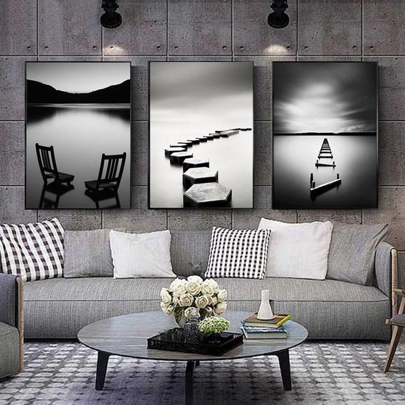 Soldes - Tableau paysage noir et blanc - Interior's